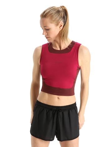 T Shirts Icebreaker ZoneKnit™ Merino Cropped Bra-Tank Femme Rose | FR 1573EBCX